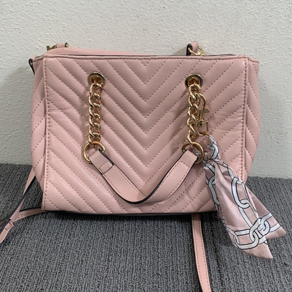 Aldo Crossbody Bag Womens Small Pink PU Faux Leather Quilted Chevron Handbag - Picture 9 of 17